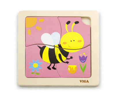 Dřevěné puzzle pro nejmenší Viga 4 ks Včelka