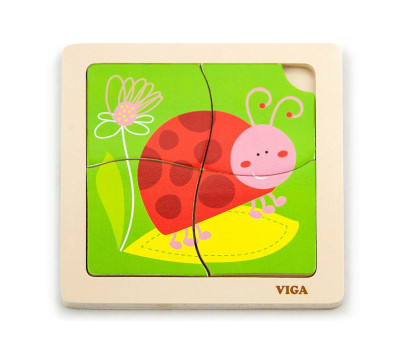 Dřevěné puzzle pro nejmenší Viga 4 ks Beruška