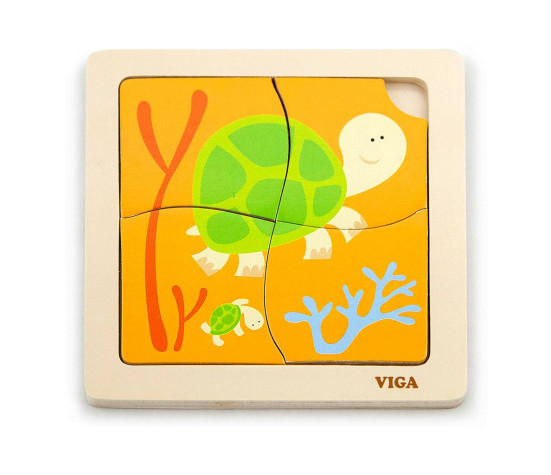 Dřevěné puzzle pro nejmenší Viga 4 ks Želvička