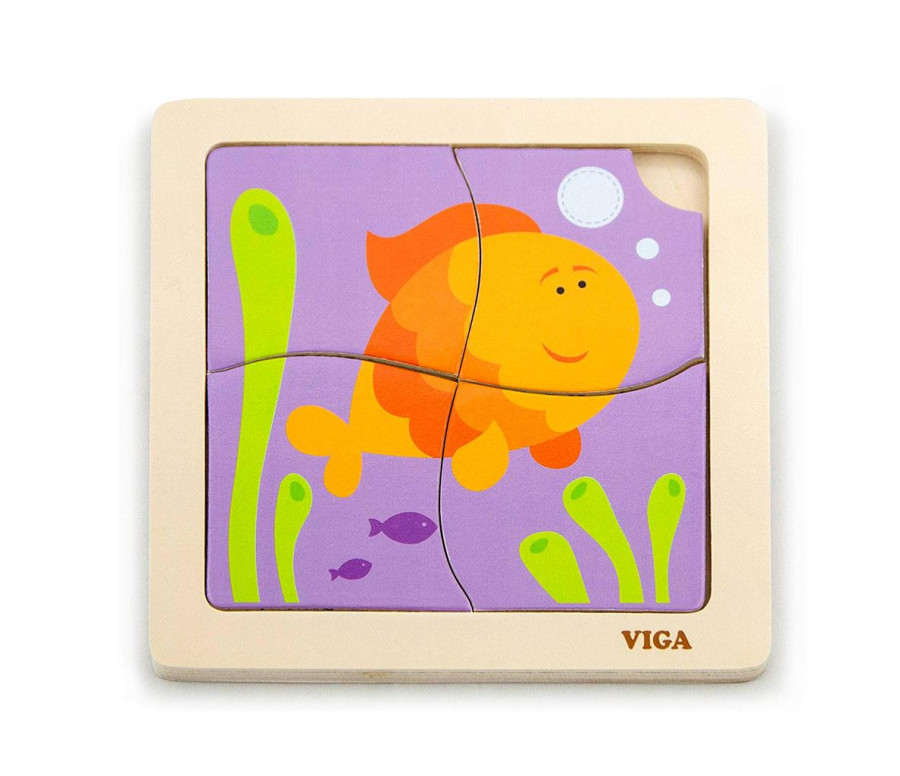 Dřevěné puzzle pro nejmenší Viga 4 ks Rybka Dřevěné puzzle pro nejmenší Viga 4 ks Rybka