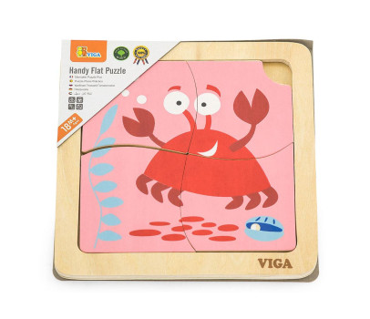 Dřevěné puzzle pro nejmenší Viga 4 ks Krab