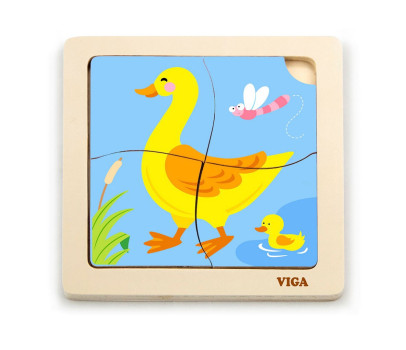 Dřevěné puzzle pro nejmenší Viga 4 ks Kačenka
