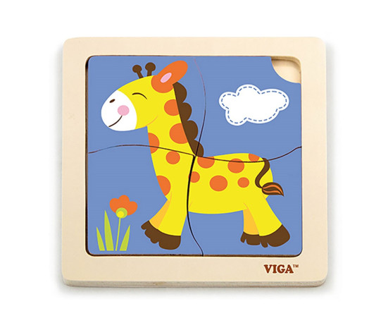 Dřevěné puzzle pro nejmenší Viga 4 ks Žirafa