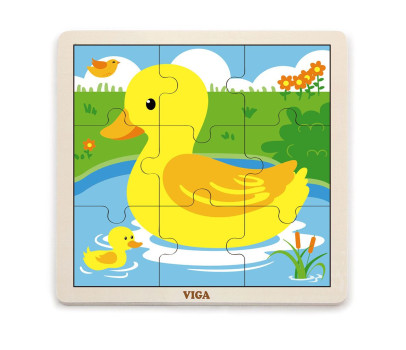 Dřevěné puzzle pro nejmenší Viga 9 ks Kačenka