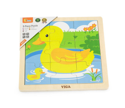 Dřevěné puzzle pro nejmenší Viga 9 ks Kačenka