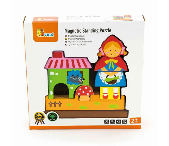 Dřevěné magnetické puzzle 3D kostky Viga Červená Karkulka