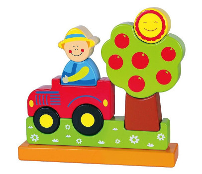 Dřevěné magnetické puzzle 3D kostky Viga Farma