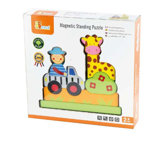 Dřevěné magnetické puzzle 3D kostky Viga Zoo
