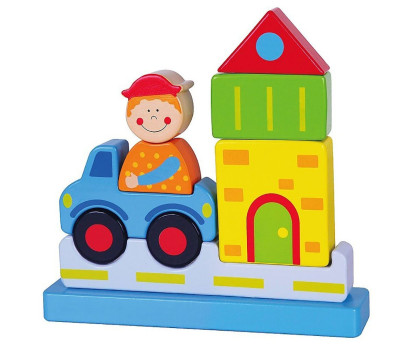 Dřevěné magnetické puzzle 3D kostky Viga Město