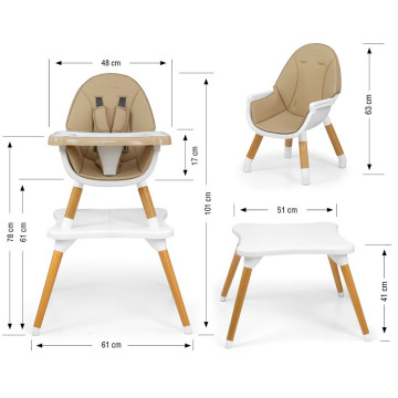 Jídelní židlička Milly Mally 2v1 Malmo beige