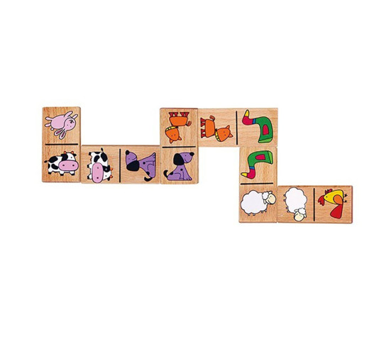 Dřevěné domino pro děti Viga Zvířata