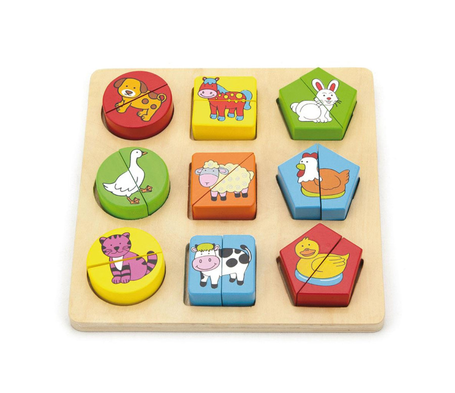 Dřevěné vkládací puzzle tvary se zvířátky Viga Dřevěné vkládací puzzle tvary se zvířátky Viga