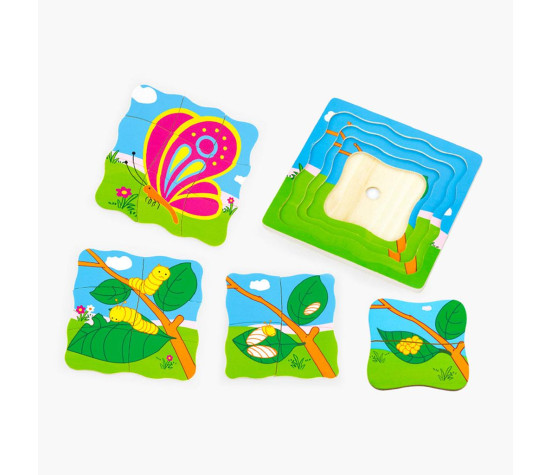 Dřevěné puzzle Viga Jak roste motýlek