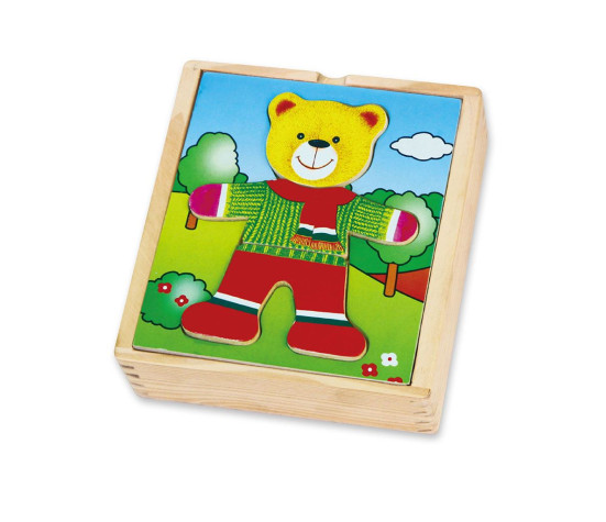Dřevěné oblékací puzzle Viga Medvídek chlapec
