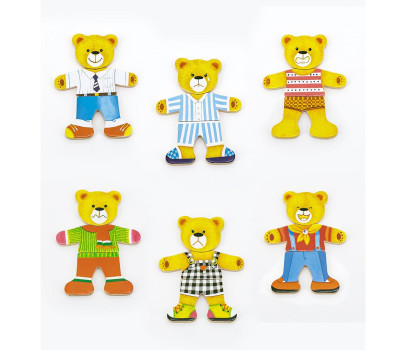 Dřevěné oblékací puzzle Viga Medvídek chlapec
