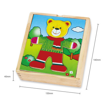 Dřevěné oblékací puzzle Viga Medvídek chlapec
