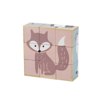Dřevěné puzzle kostky Viga zvířata 9 dílů, Multicolor