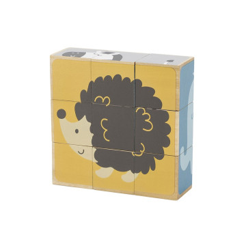 Dřevěné puzzle kostky Viga zvířata 9 dílů, Multicolor