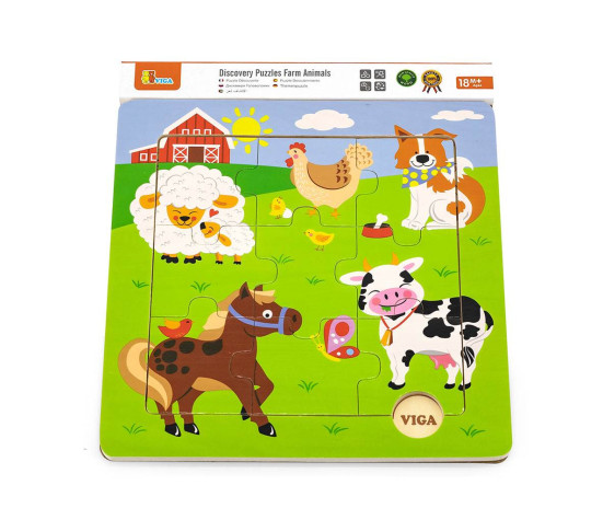 Dřevěné puzzle na desce Viga Farma