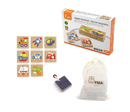 Dřevěné magnetické puzzle Viga Doprava
