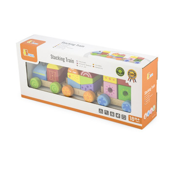 Dřevěný vláček s kostkami Viga barevný, Multicolor