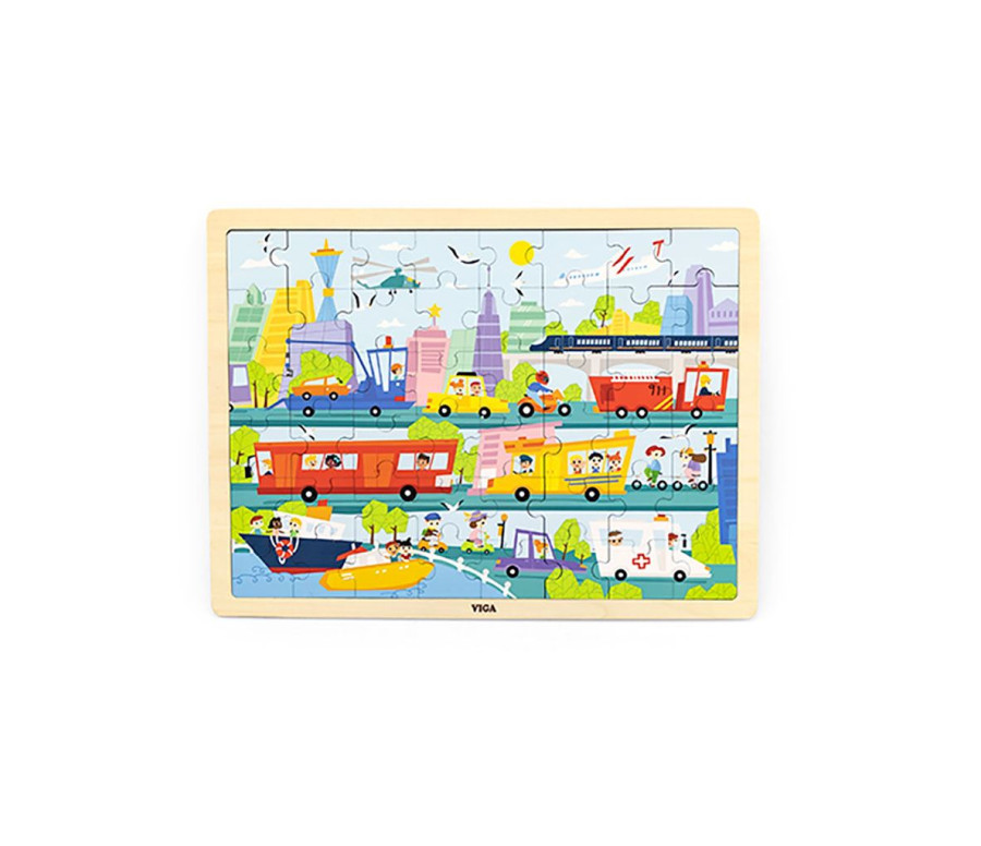 Dřevěné puzzle 48 dílků Viga Doprava