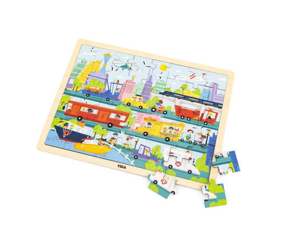 Dřevěné puzzle 48 dílků Viga Doprava