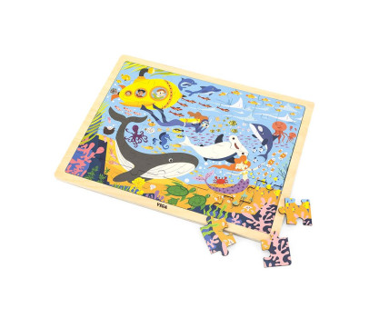 Dřevěné puzzle 48 dílků Viga Mořský život