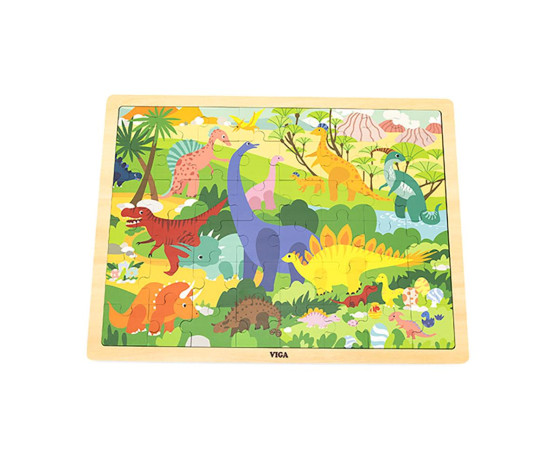 Dřevěné puzzle 48 dílků Viga Dinosauři