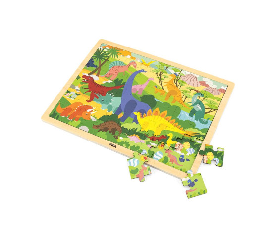 Dřevěné puzzle 48 dílků Viga Dinosauři