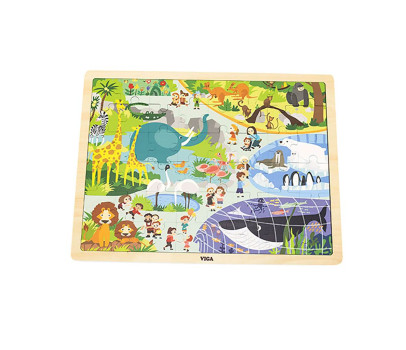 Dětské dřevěné puzzle Viga Zoo 48 dílků