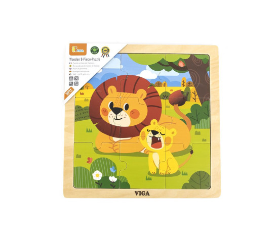 Dřevěné puzzle pro nejmenší Viga 9 ks Lev