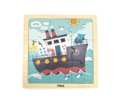 Dřevěné puzzle pro nejmenší Viga 9 ks Loď