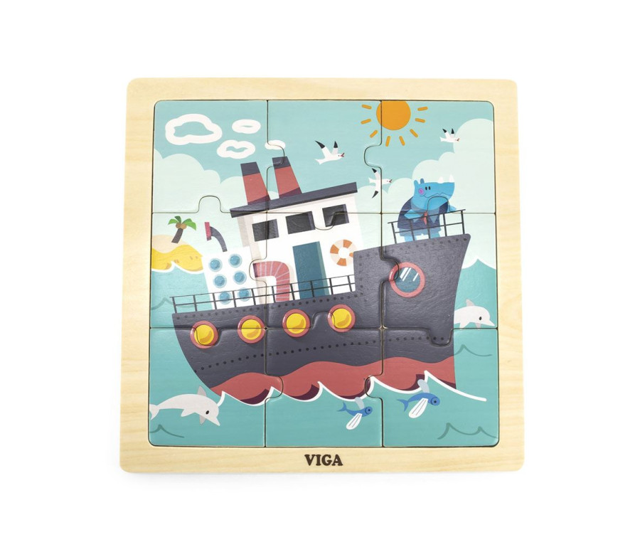 Dřevěné puzzle pro nejmenší Viga 9 ks Loď