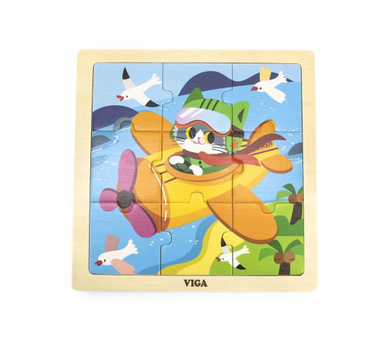 Dřevěné puzzle pro nejmenší Viga 9 ks Letadlo