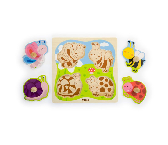 Dřevěné vkládací puzzle hmyz Viga