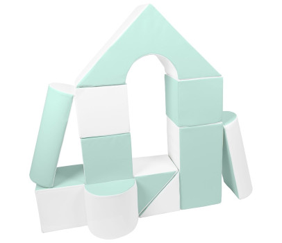 Pěnové kostky-obří stavebnice 11 ks white-mint