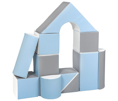 Pěnové kostky-obří stavebnice 11 ks white-baby blue-grey