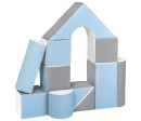 Pěnové kostky-obří stavebnice 11 ks white-baby blue-grey