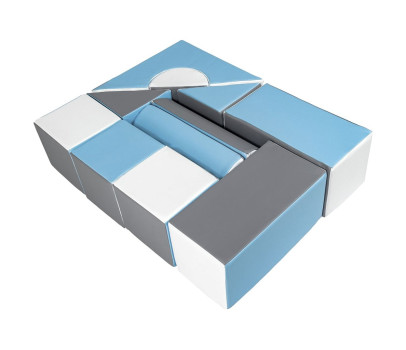 Pěnové kostky-obří stavebnice 11 ks white-baby blue-grey