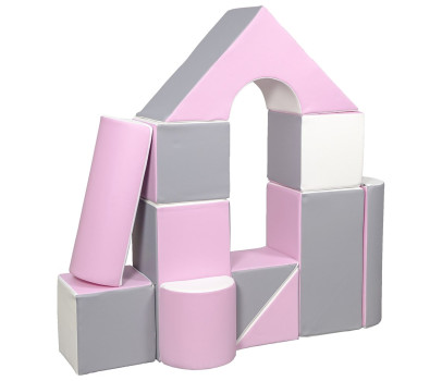 Pěnové kostky-obří stavebnice 11 ks white-light pink-grey