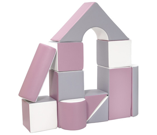 Pěnové kostky-obří stavebnice 11 ks white-grey-purple