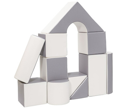 Pěnové kostky-obří stavebnice 11 ks white-grey