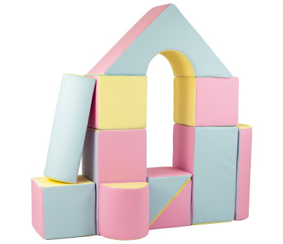 Pěnové kostky-obří stavebnice 11 ks pink-blue-yellow (pastel)