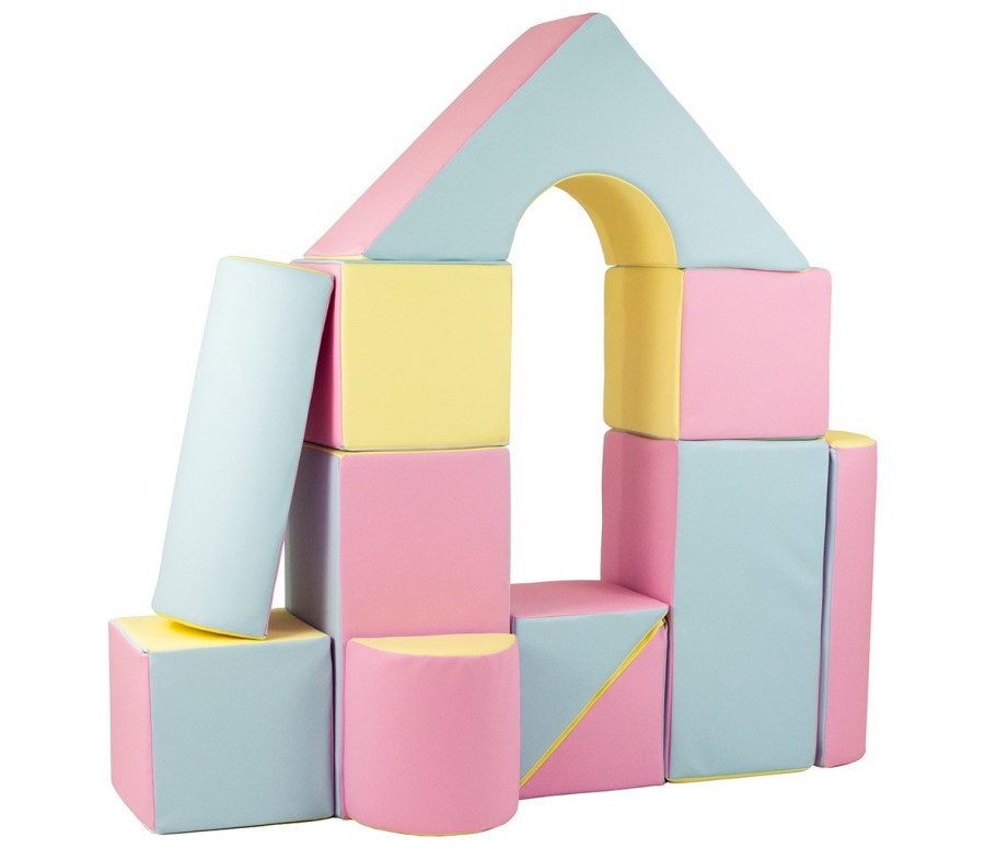 Pěnové kostky-obří stavebnice 11 ks pink-blue-yellow (pastel), Multicolor