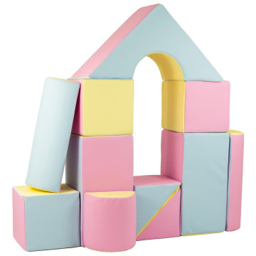 Pěnové kostky-obří stavebnice 11 ks pink-blue-yellow (pastel), Multicolor