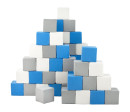 Pěnové kostky-sada 45 velkých pěnových kostek Pyramida blue white grey
