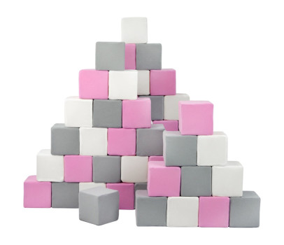 Pěnové kostky-sada 45 velkých pěnových kostek Pyramida pink white grey