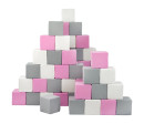 Pěnové kostky-sada 45 velkých pěnových kostek Pyramida pink white grey