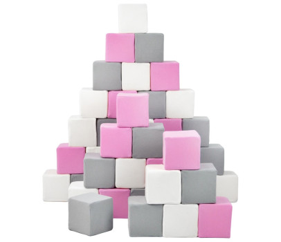 Pěnové kostky-sada 45 velkých pěnových kostek Pyramida pink white grey